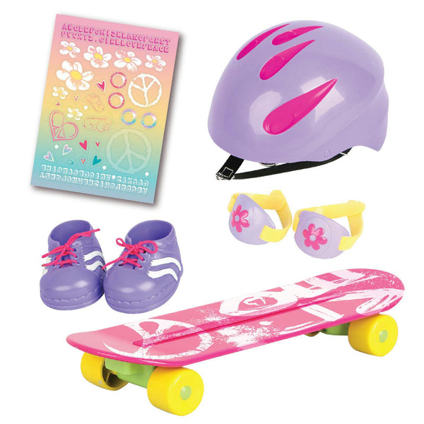 Beverly Hills Doll Collection Super Star HOT PINK Skateboard Set With Protective Gear Accessories For 18 Inch Dolls