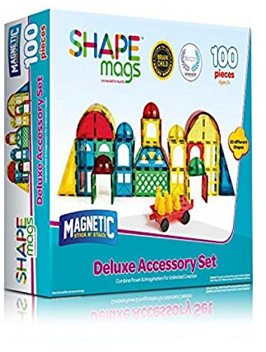 Shapemags 100 Piece Magnetic Tiles Basic Starter Set, 5 Shapes Included