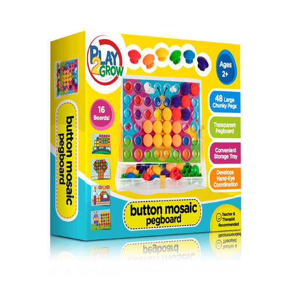 Play2Grow Button Mosaic Peg Board, Ages 2+ – Toys 2 Discover