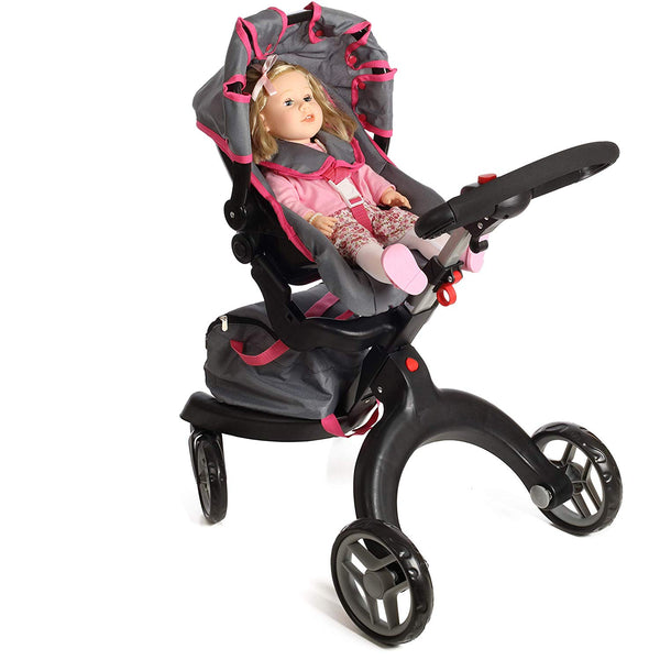 Mommy and Me SoCutie Doll Stroller with Swiveling Wheels and Adjustable Handle. Carriage Bag Included Stokke Style