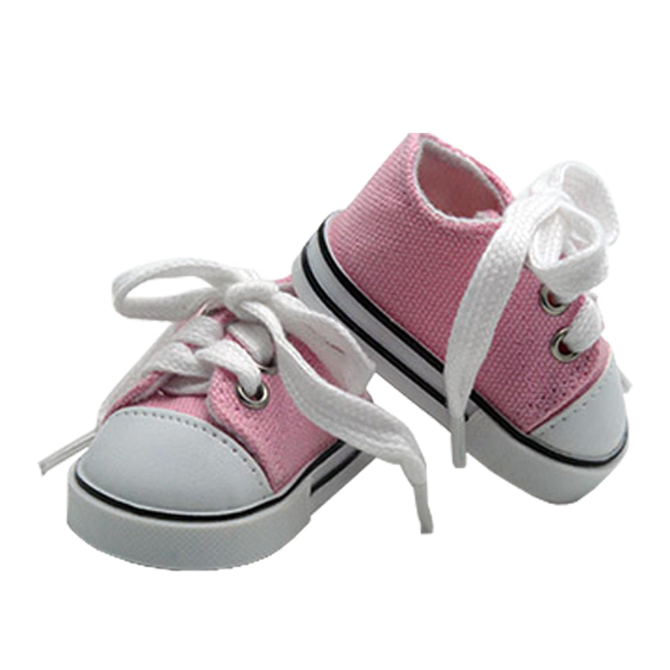 Pink and White Lace Up Sneakers for 18 Dolls – Toys 2 Discover